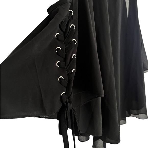 Black Flowy Corset Sided Tank Top Size M (3) - Picture 4 of 4